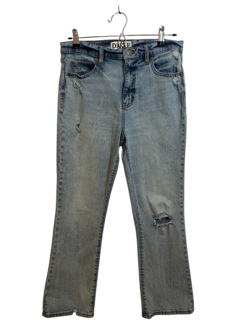 DAZE Light Wash Straight Leg Jeans with Distressed Knee Size 28